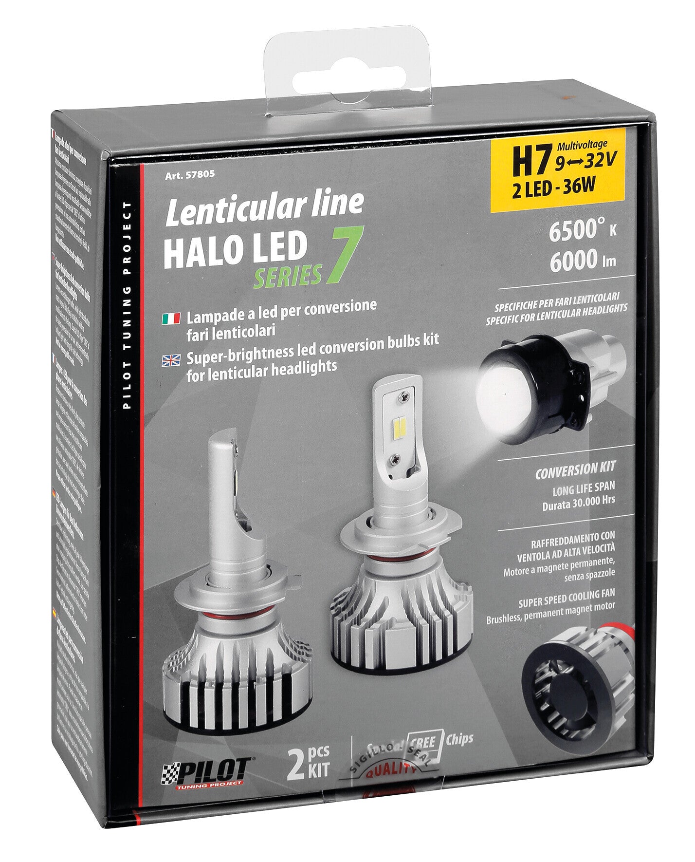 12/24V Halo Led Serie 7 Compact - (H7 Lenticular) - 36W - PX26d - 2 pz - Scatola