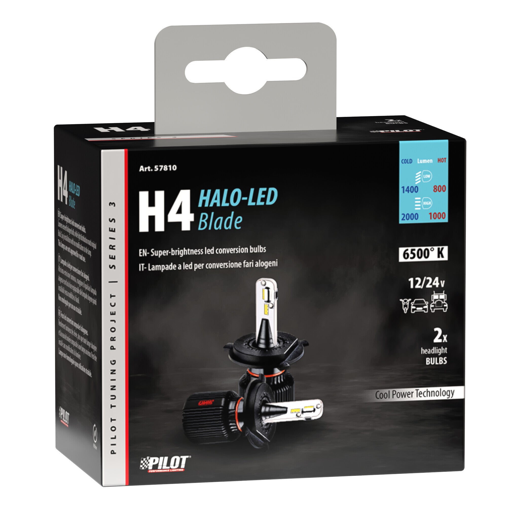 12/24V Halo Led Serie 3 Blade - (H4) - 20W - P43t - 2 pz - Scatola