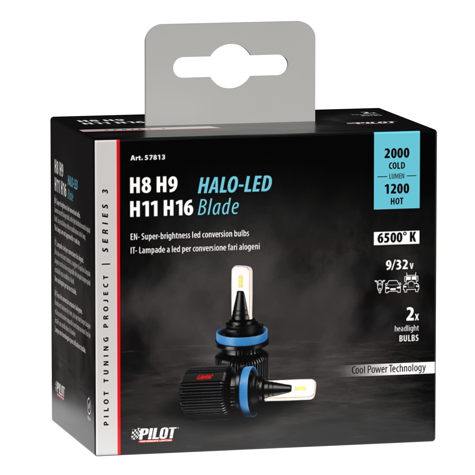 12/24V Halo Led Serie 3 Blade - (H8-H9-H11-H16) - 20W - PGJ19-X - 2 pz - Scatola