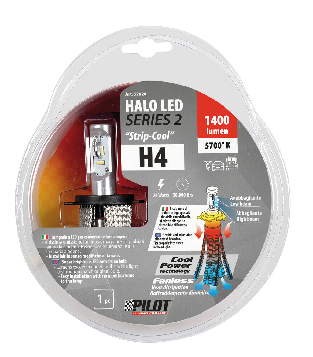 12/24V Halo Led Serie 2 Strip-Cool - (H4) - 20W - P43t - 1 pz - D/Blister