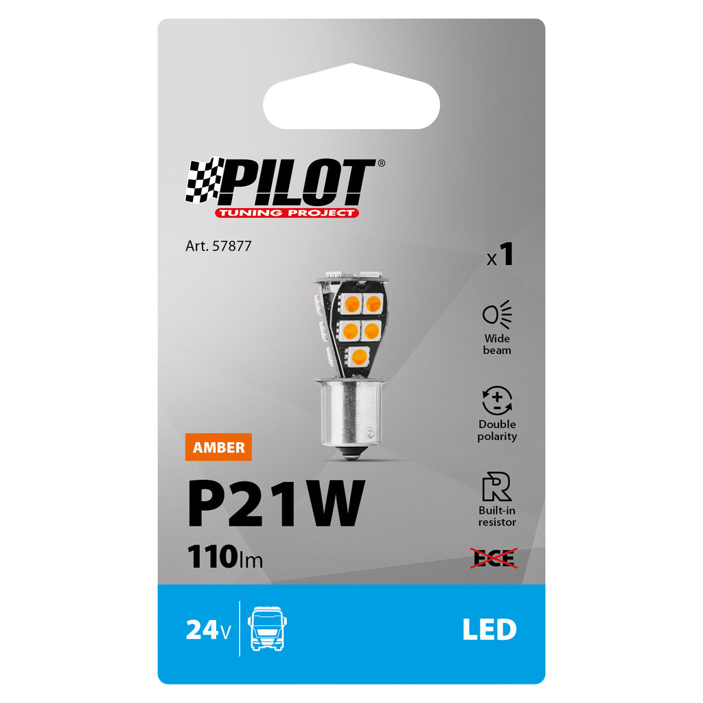 24V Led series - 18 SMD x 1 chip - (P21W) - BA15s - 1 pz - Scatola - Arancio - Doppia polarità - Resistenza incorporata