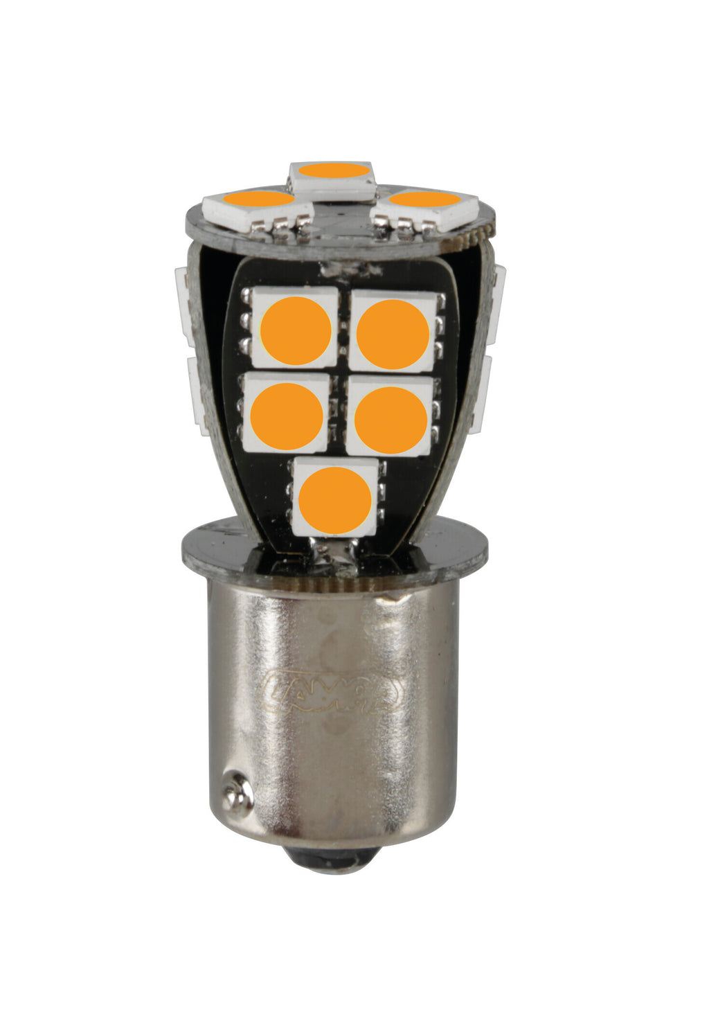 24V Led series - 18 SMD x 1 chip - (P21W) - BA15s - 1 pz - Scatola - Arancio - Doppia polarità - Resistenza incorporata