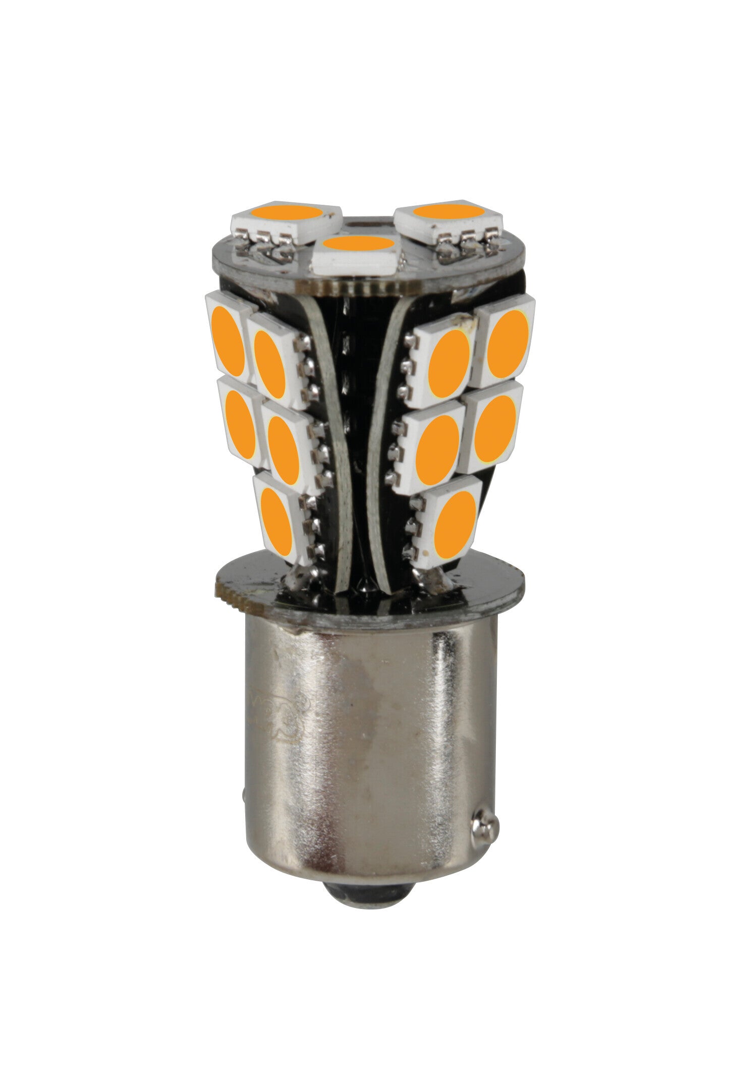 24V Led series - 18 SMD x 1 chip - (P21W) - BA15s - 1 pz - Scatola - Arancio - Doppia polarità - Resistenza incorporata