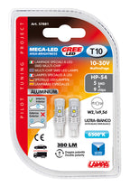 12/24V Mega-Led 45 - 5 SMD x 9 chips - (T10) - W2,1x9,5d - 2 pz - D/Blister - Bianco - Doppia polarità