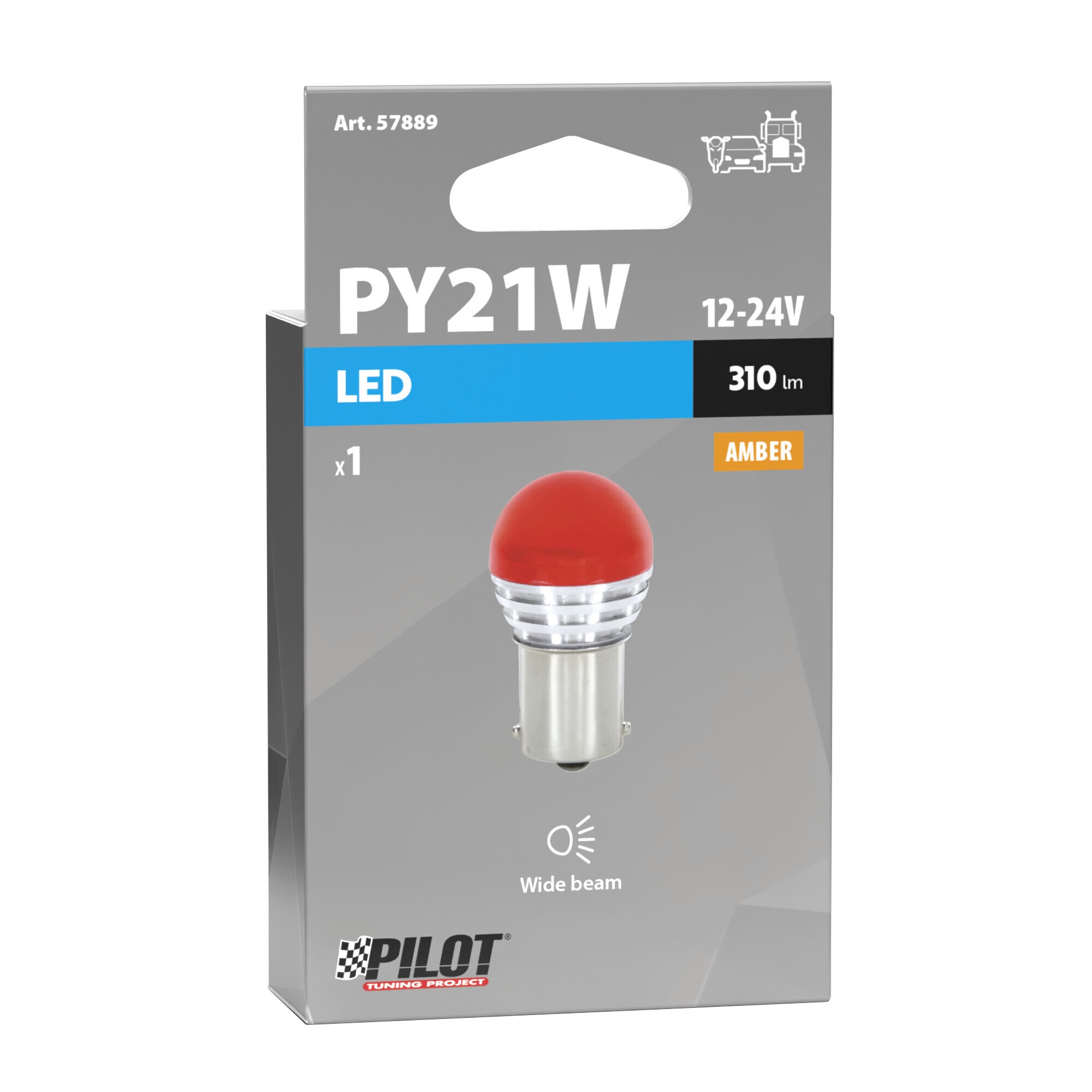 12/24V Mega-Led 9 - 1 SMD x 9 chips - (PY21W) - BAU15s - 1 pz - Scatola - Arancio