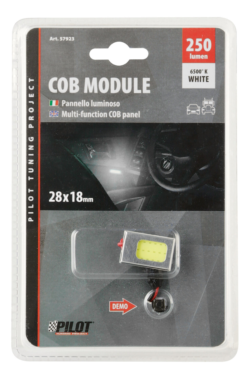 12/24V Mega-Led - Pannello COB 18 chips - 28x18 mm - 2,8W - 1 pz - D/Blister - Bianco