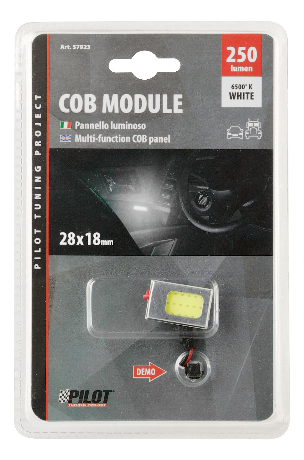 12/24V Mega-Led - Pannello COB 18 chips - 28x18 mm - 2,8W - 1 pz - D/Blister - Bianco