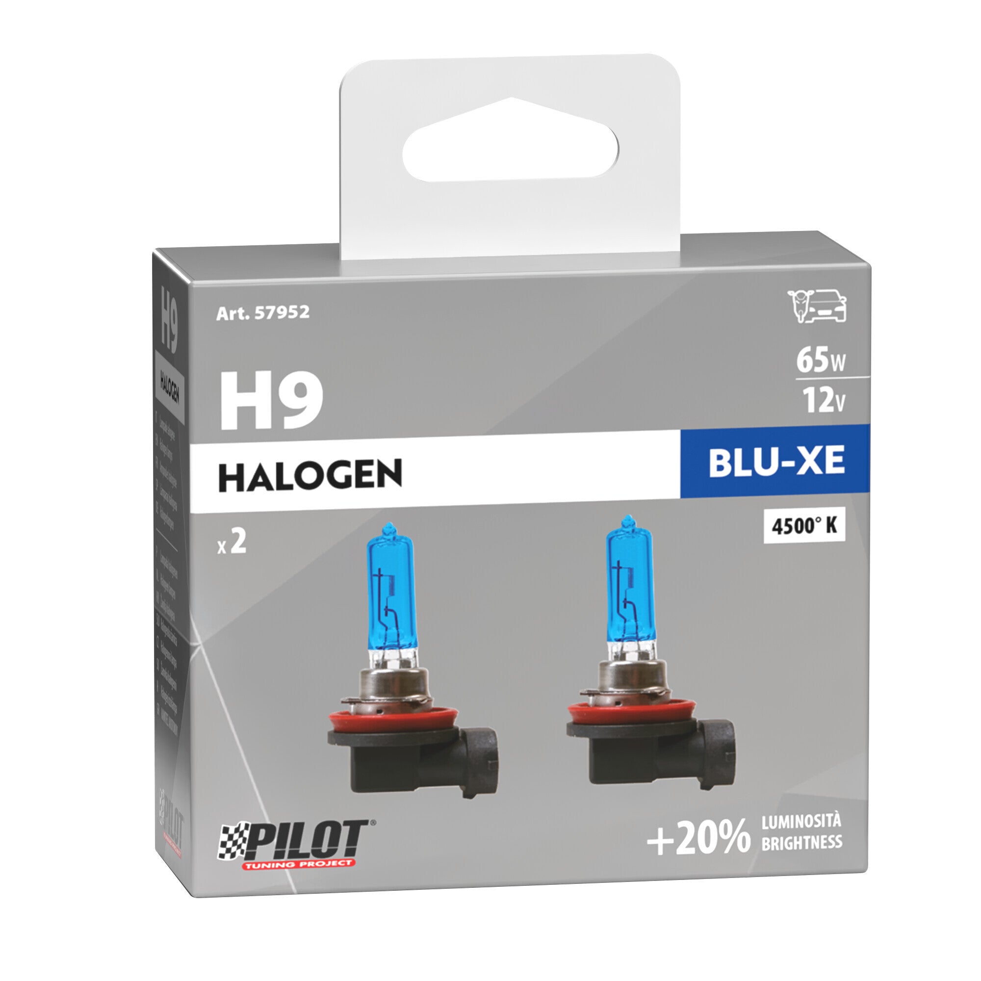 12V Lampada alogena Blu-Xe - H9 - 65W - PGJ19-5 - 2 pz - Scatola