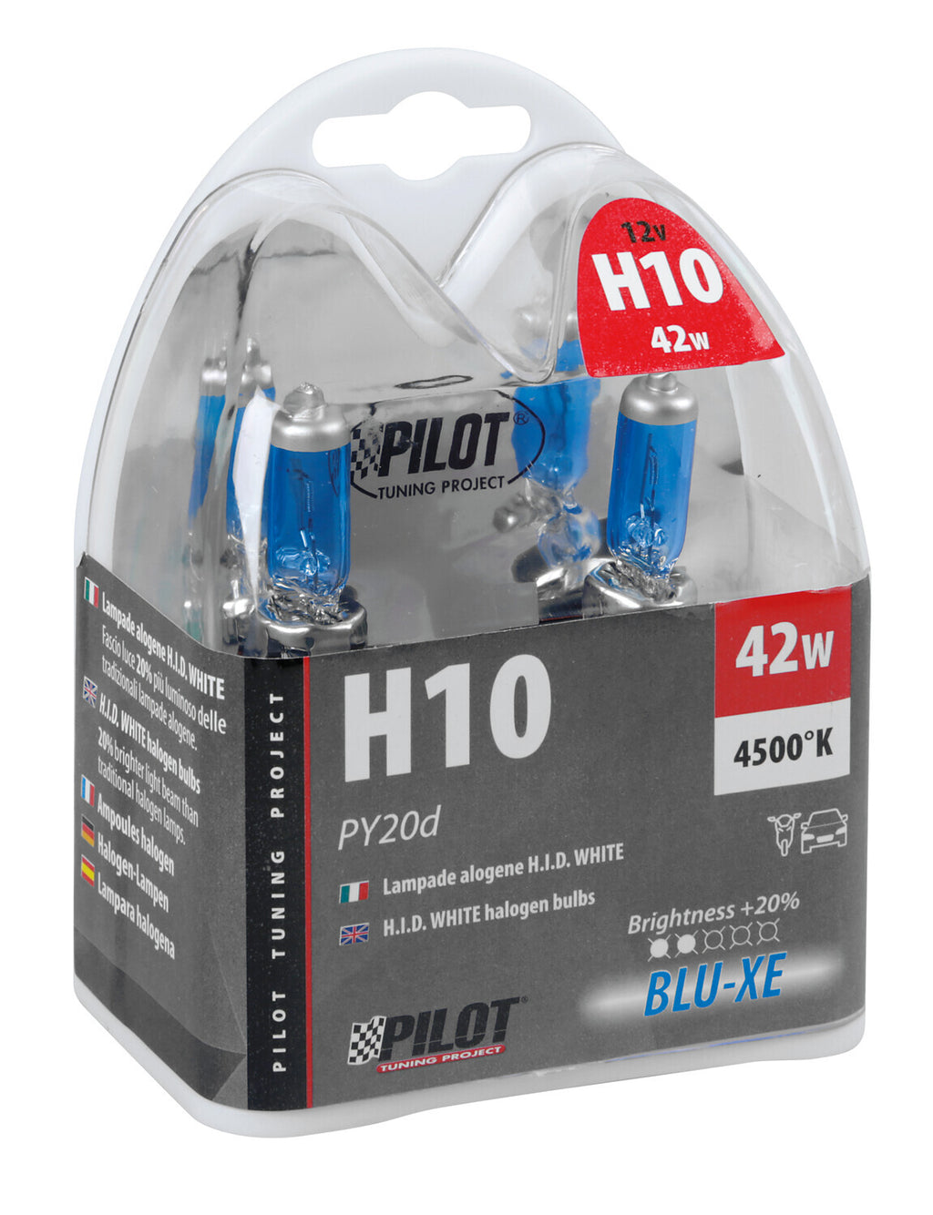 12V Lampada alogena Blu-Xe - H10 - 42W - PY20d - 2 pz - Scatola Plast.