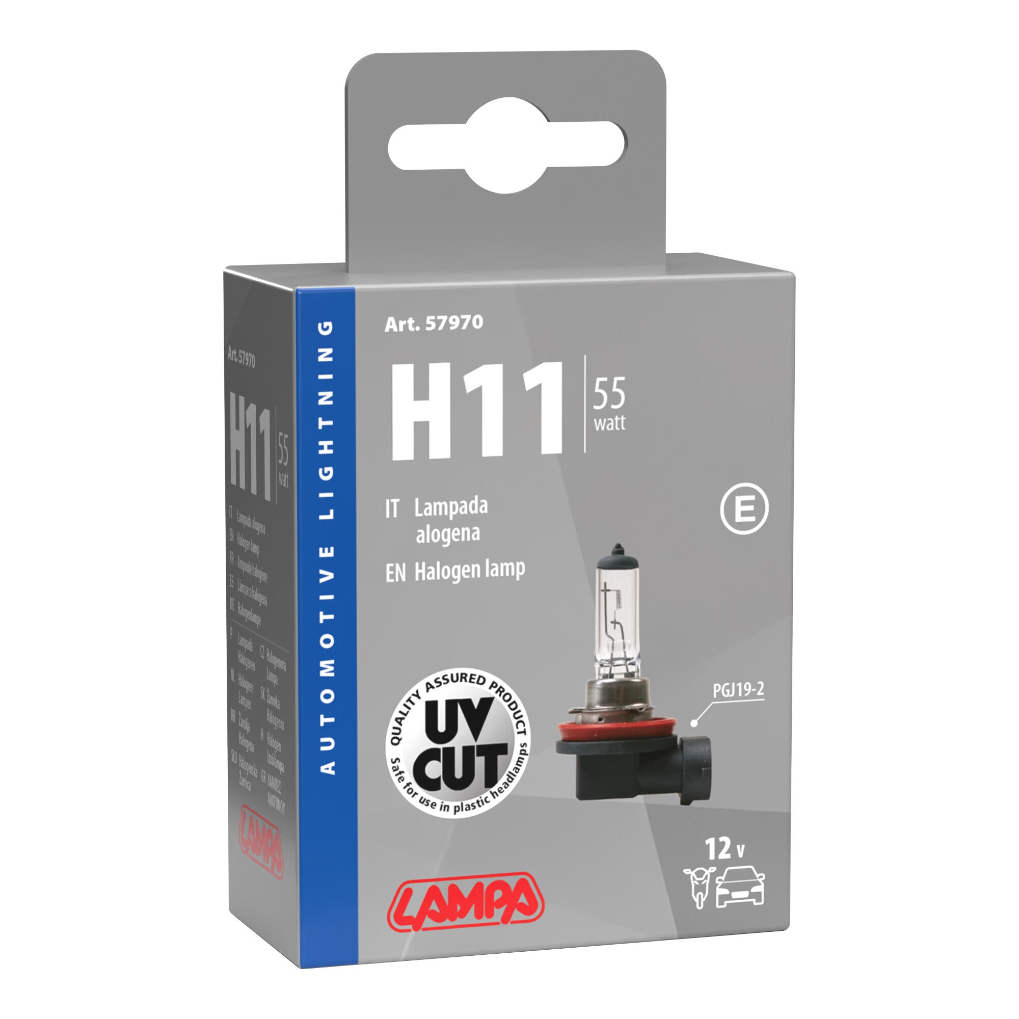 12V Lampada alogena - H11 - 55W - PGJ19-2 - 1 pz - Scatola