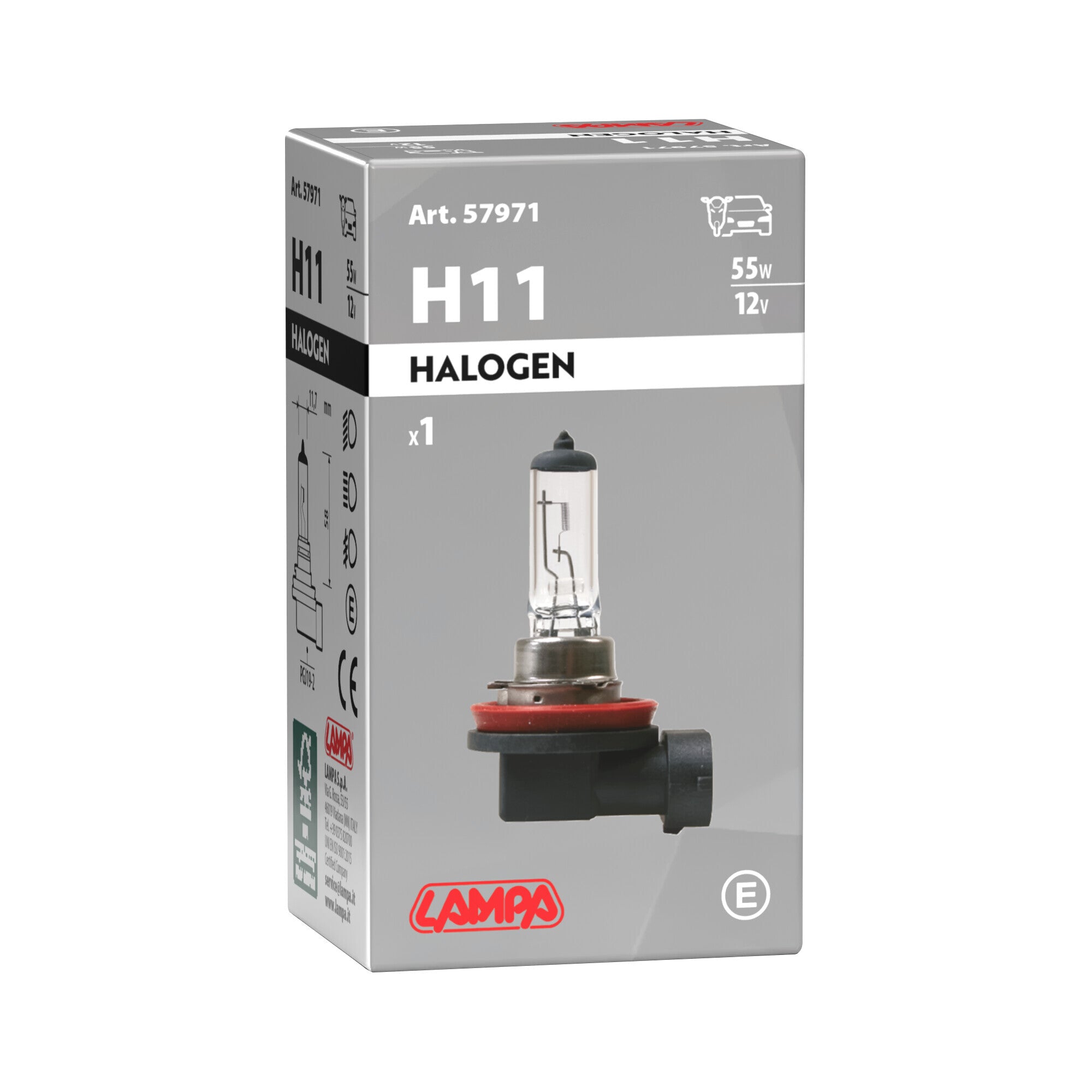 12V Lampada alogena - H11 - 55W - PGJ19-2 - 1 pz - Scatola