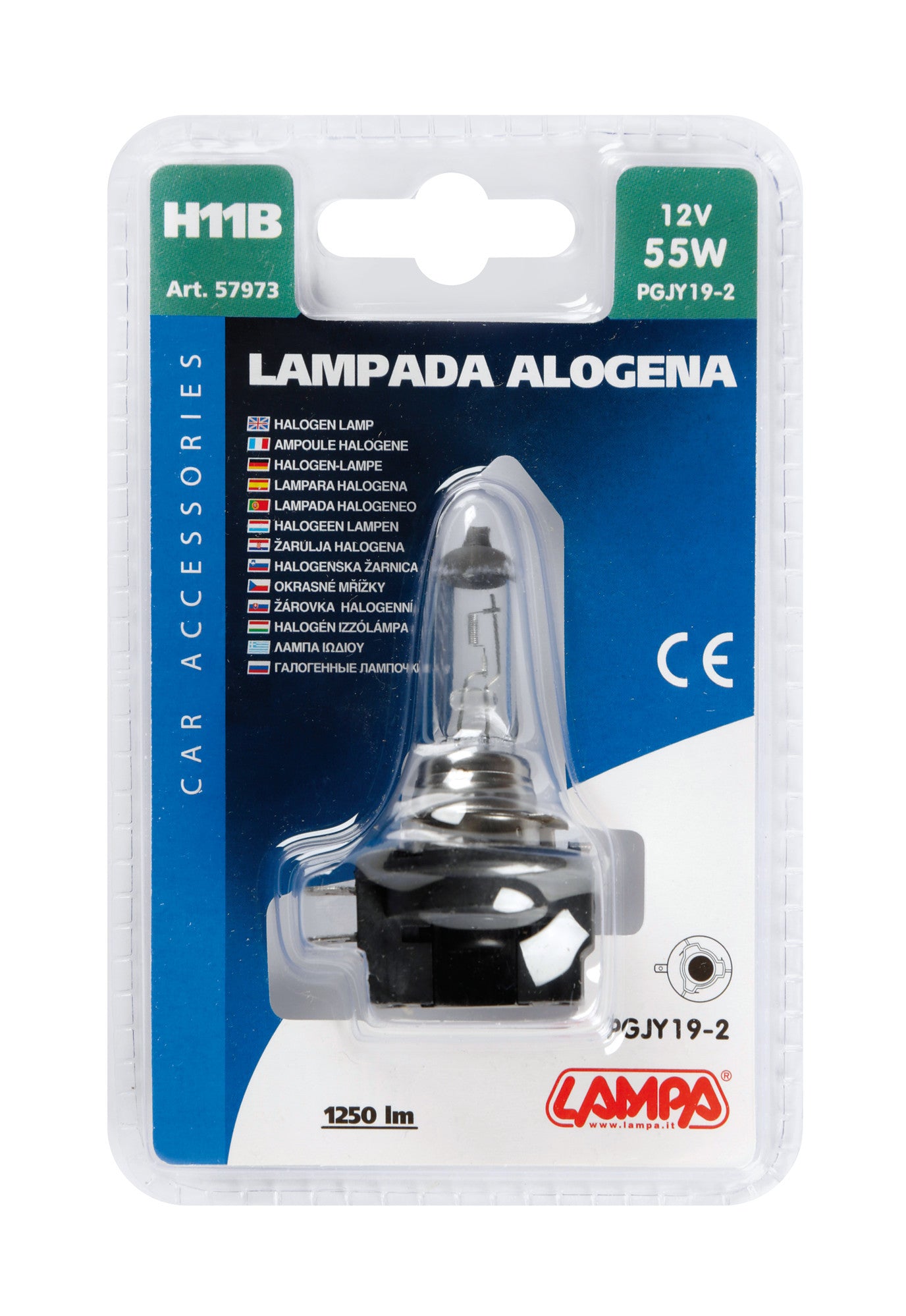 12V Lampada alogena - H11B - 55W - PGJY19-2 - 1 pz - D/Blister