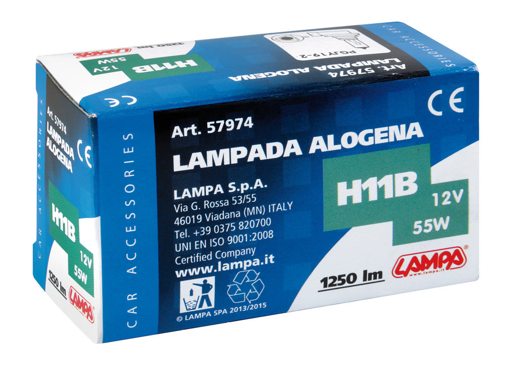 12V Lampada alogena - H11B - 55W - PGJY19-2 - 1 pz - Scatola