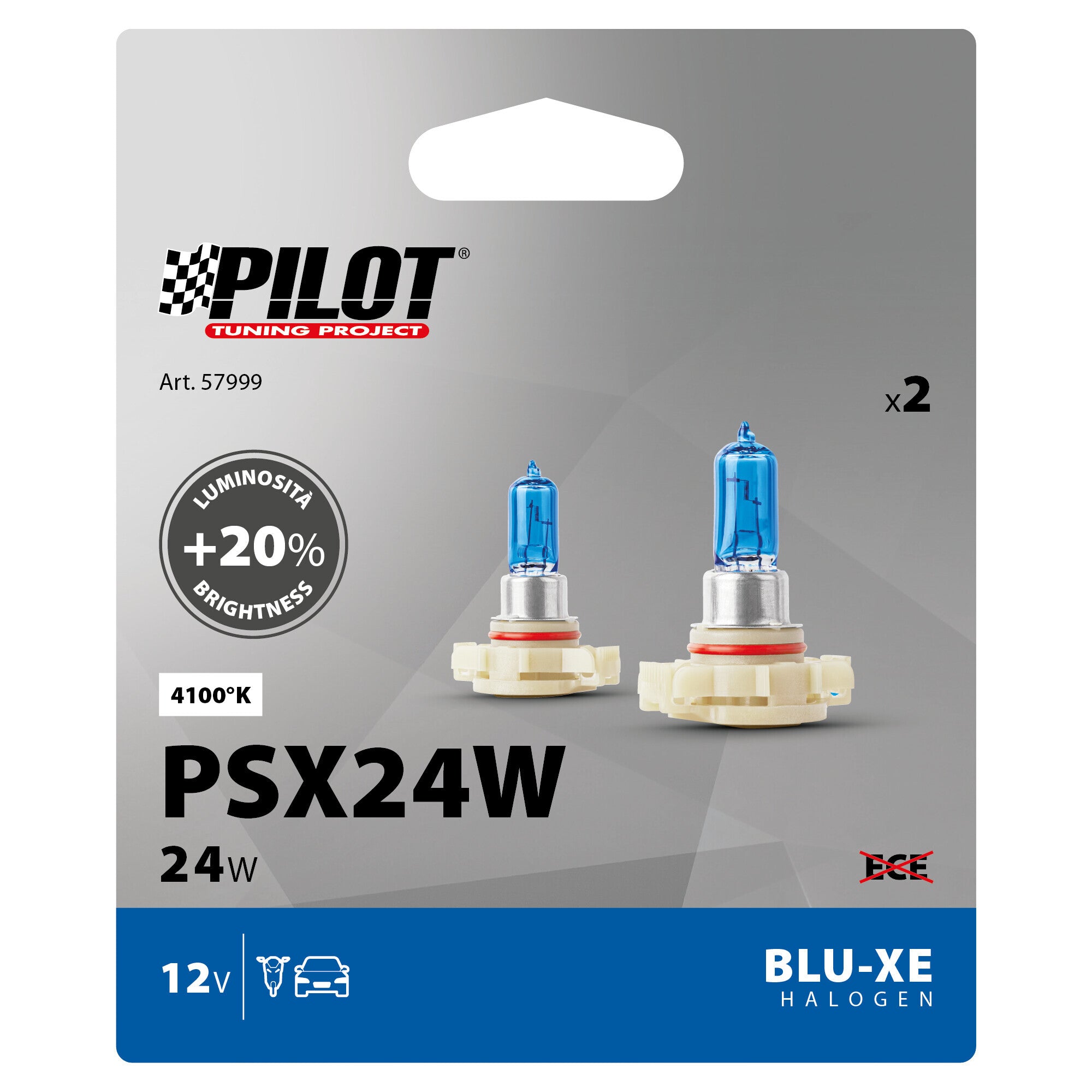 12V Lampada alogena Blu-Xe - PSX24W - 24W - PG20-7 - 2 pz - Scatola