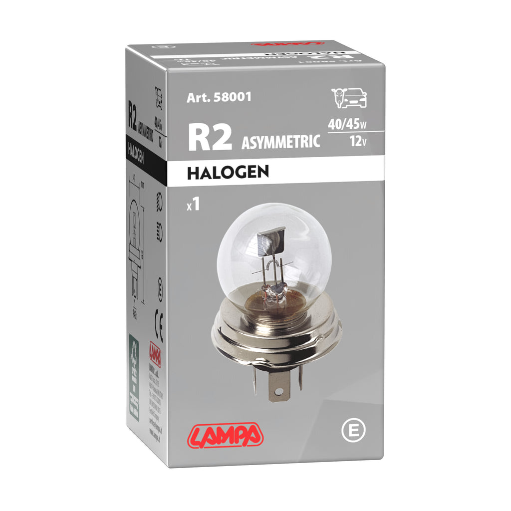 12V Lampada asimmetrica biluce - R2 asymmetric - 40/45W - P45t - 1 pz - Scatola