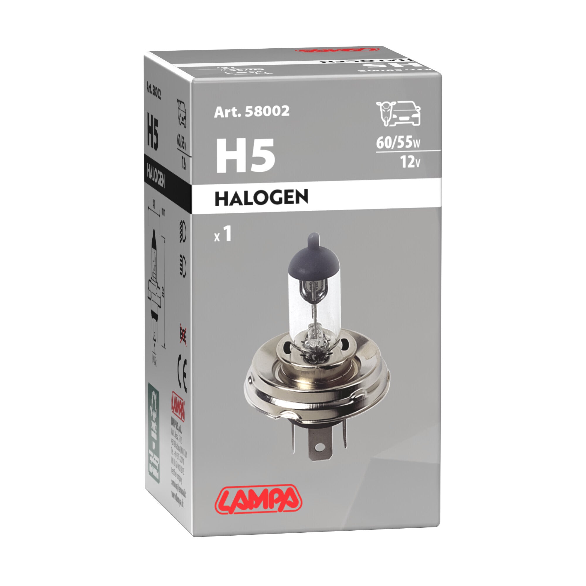 12V Lampada alogena - H5 - 60/55W - P45t - 1 pz - Scatola