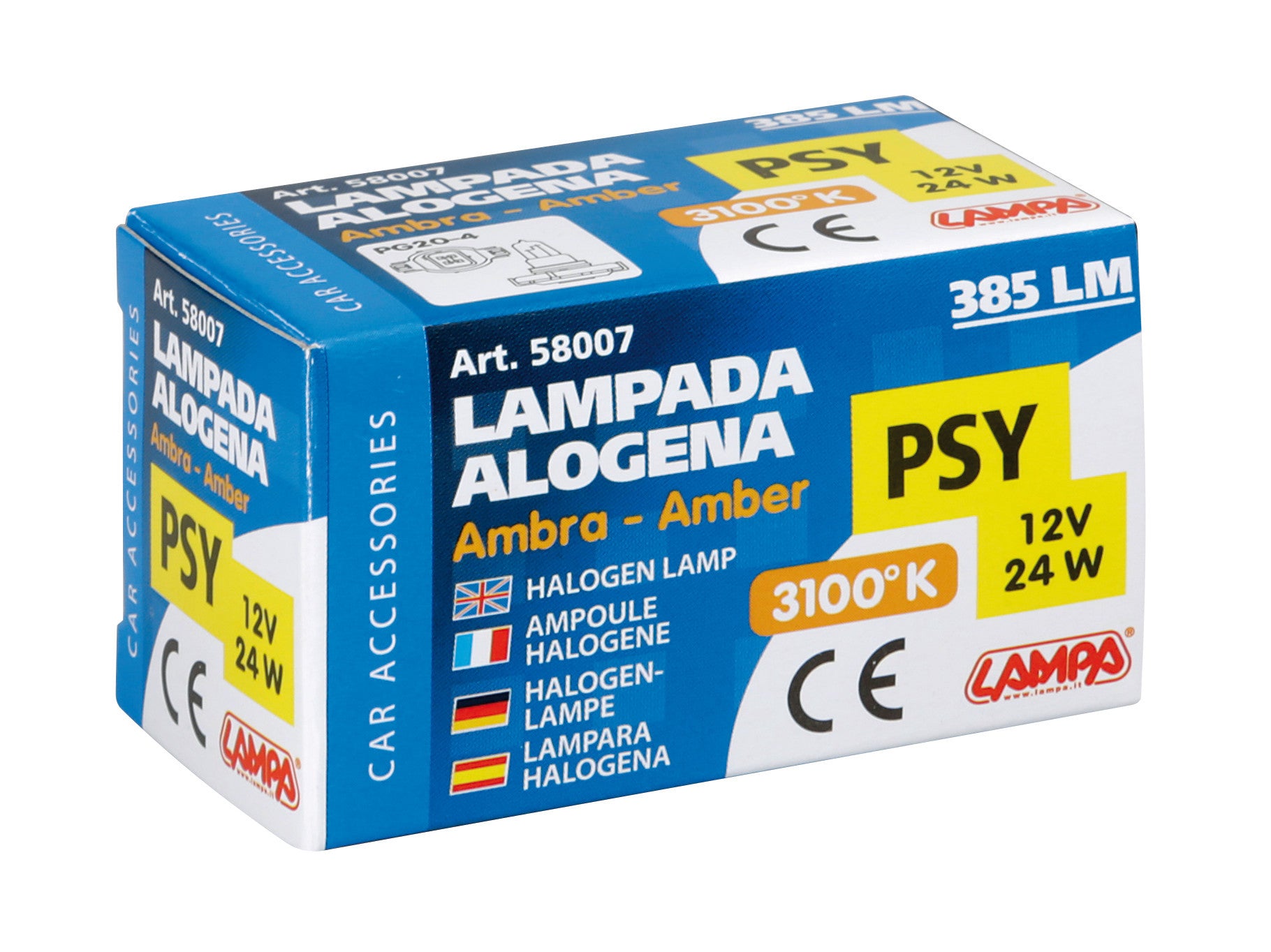 12V Lampada alogena - PSY24W - 24W - PG20-4 - 1 pz - Scatola - Arancio