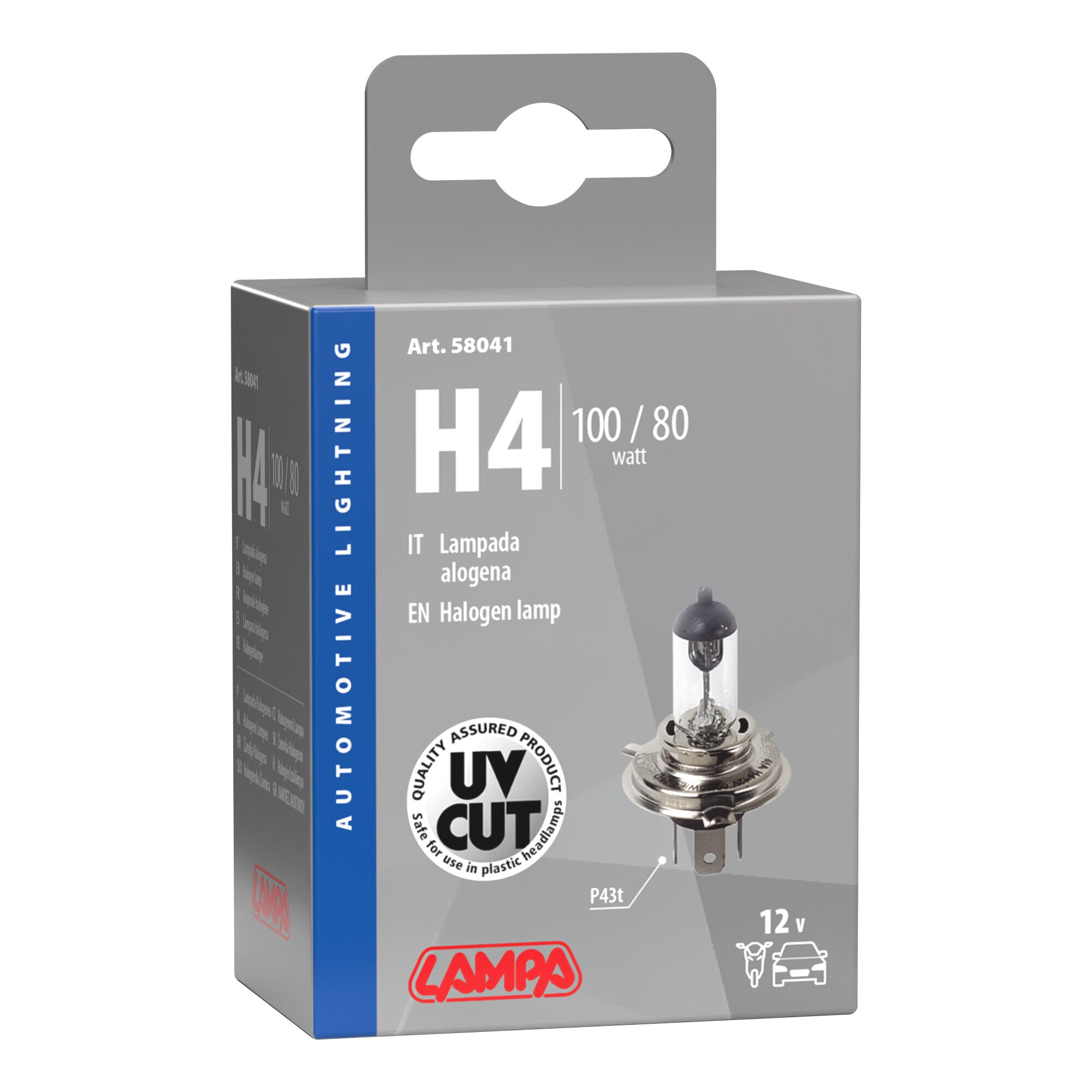 12V Lampada alogena - (H4) - 100/80W - P43t - 1 pz - Scatola