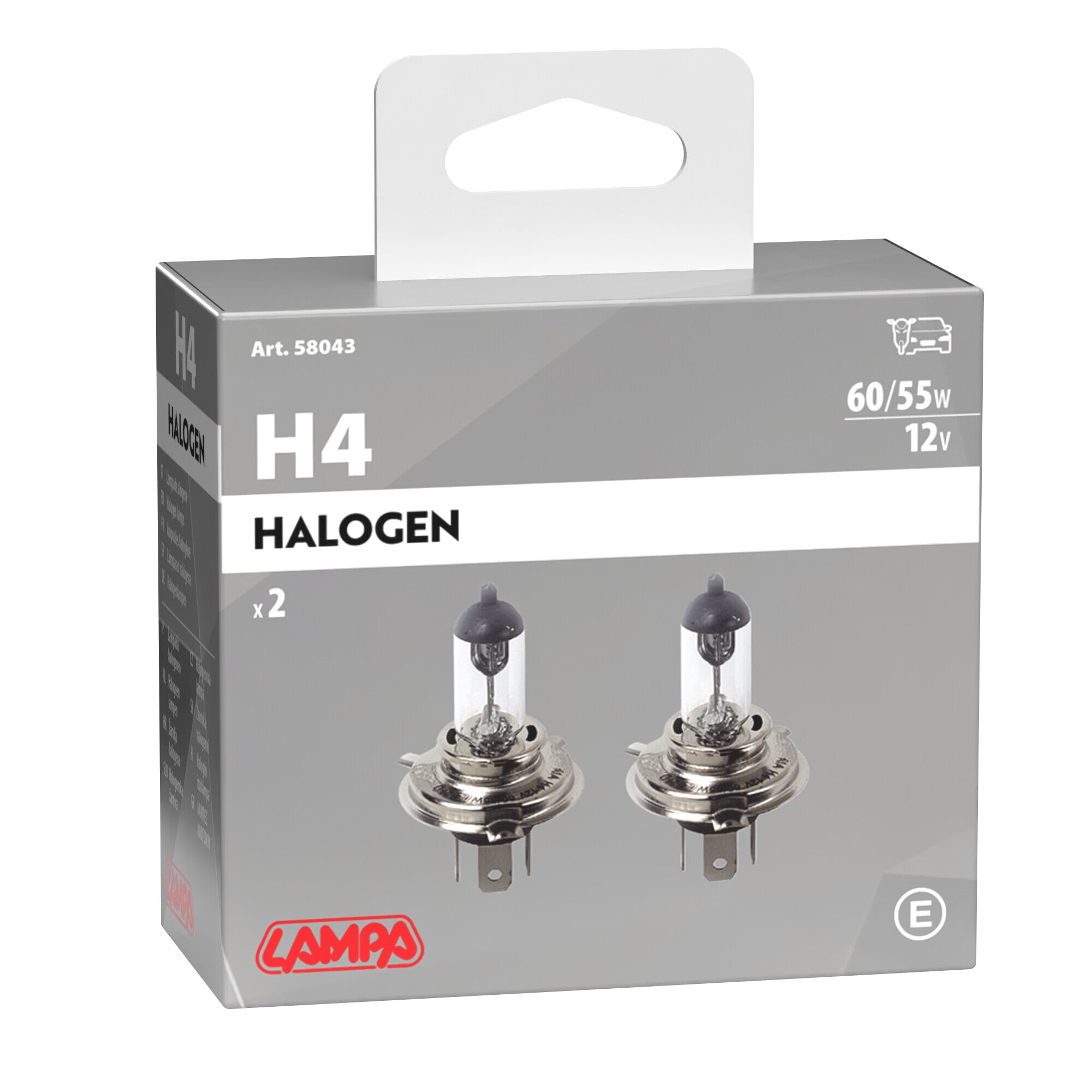 12V Lampada alogena - H4 - 60/55W - P43t - 2 pz - Scatola