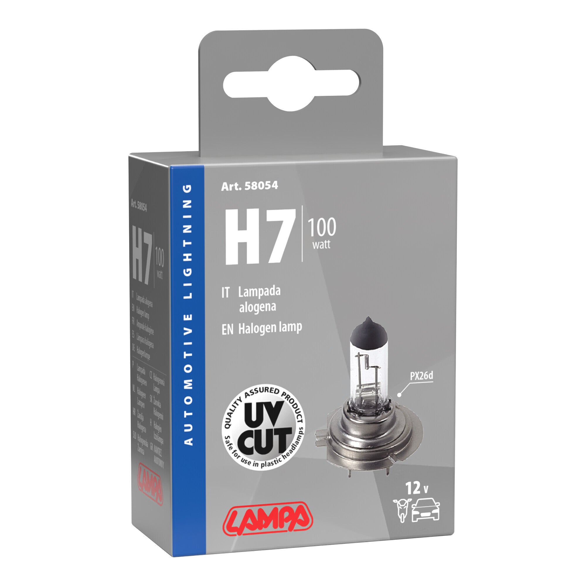 12V Lampada alogena - (H7) - 100W - PX26d - 1 pz - Scatola