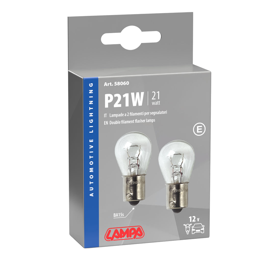 12V Lampada 1 filamento - P21W - 21W - BA15s - 2 pz - Scatola