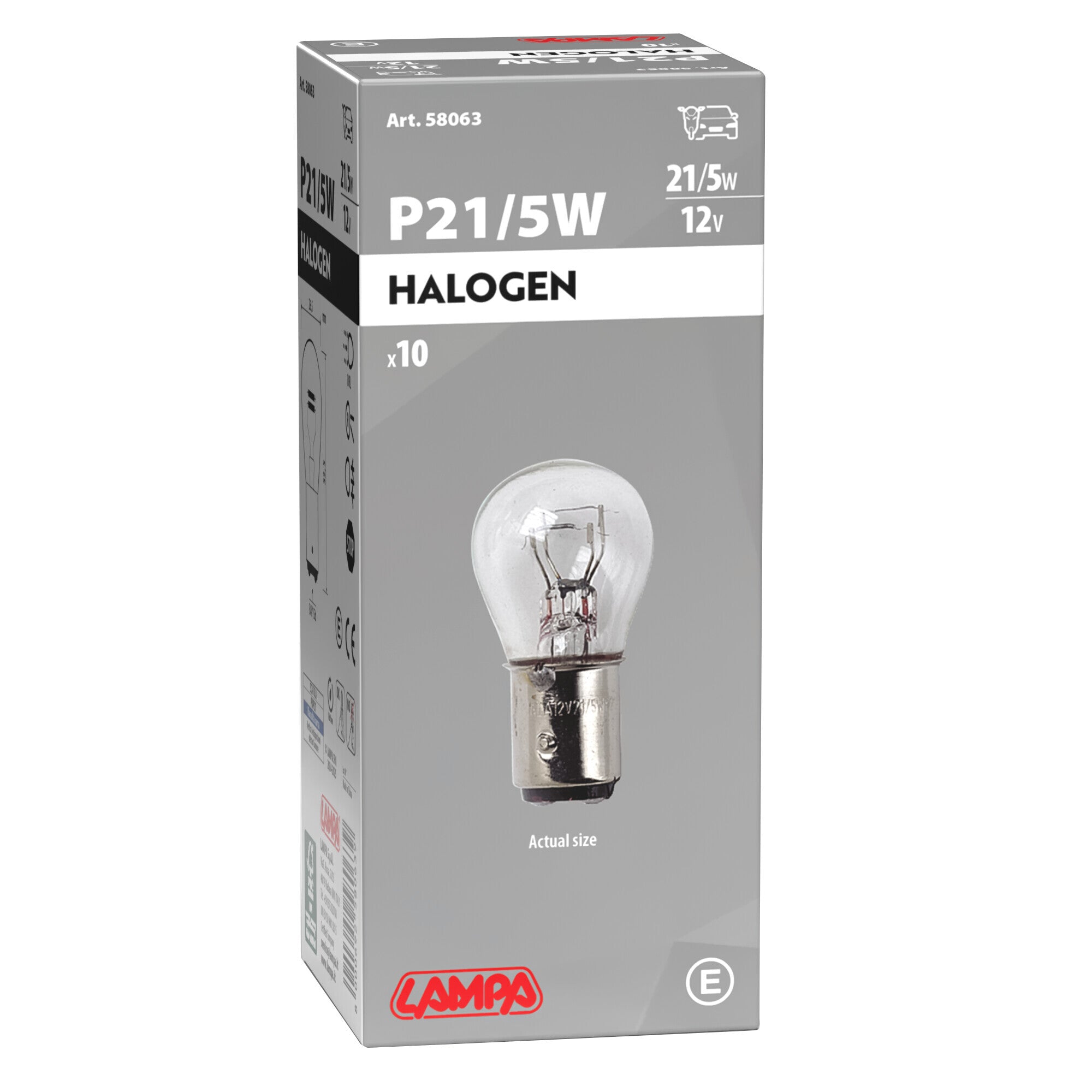 12V Lampada 2 filamenti - P21/5W - 21/5W - BAY15d - 10 pz - Scatola