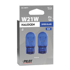 12V Blue Dyed Glass, Lampada zoccolo vetro - (W21W) - 21W - W3x16d - 2 pz - Scatola