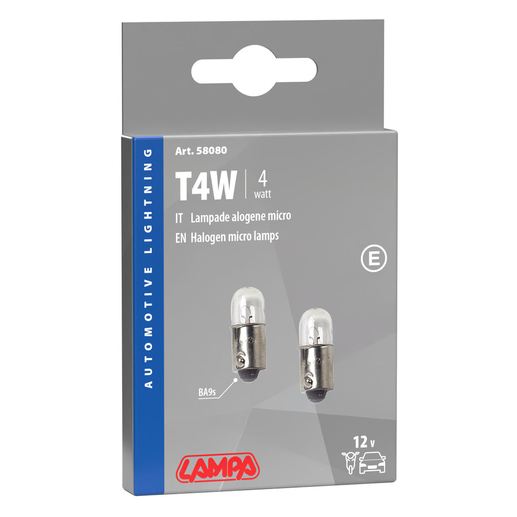 12V Lampada micro - T4W - 4W - BA9s - 2 pz - Scatola