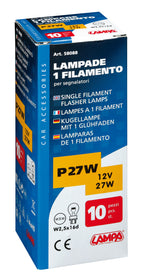 12V Lampada 1 filamento - P27W - 27W - W2,5x16d - 10 pz - Scatola