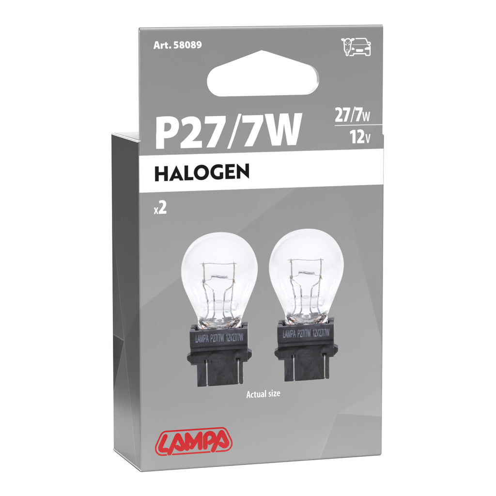 12V Lampada 2 filamenti - P27/7W - 27/7W - W2,5x16q - 2 pz - Scatola