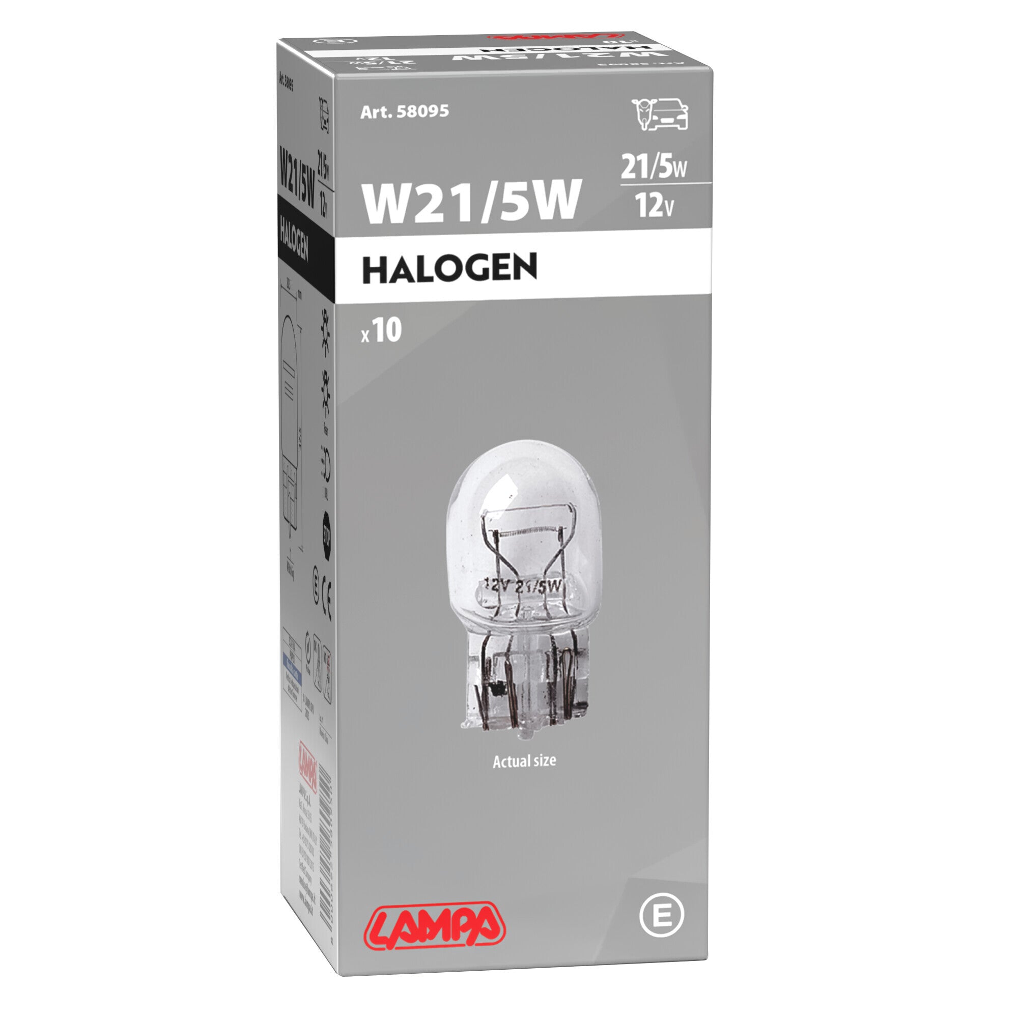 12V Lampada con zoccolo vetro - W21/5W - 21/5W - W3x16q - 10 pz - Scatola