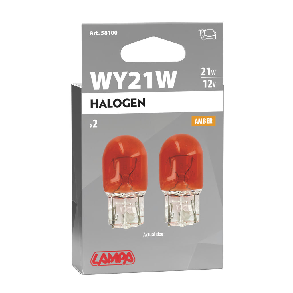12V Lampada con zoccolo vetro - WY21W - 21W - W3x16d - 2 pz - Scatola - Arancio