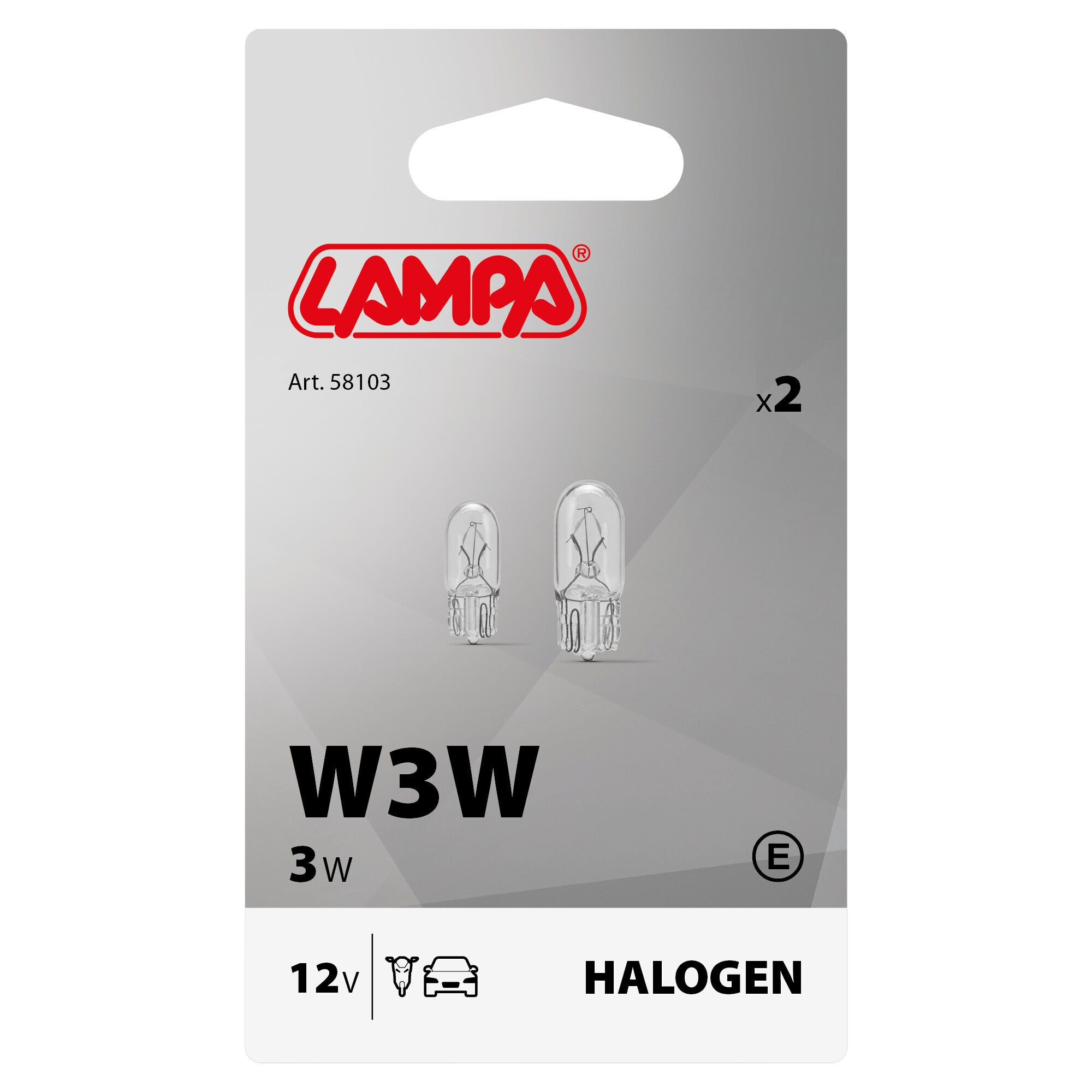 12V Lampada con zoccolo vetro - W3W - 3W - W2,1x9,5d - 2 pz - Scatola