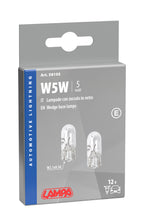 12V Lampada con zoccolo vetro - W5W - 5W - W2,1x9,5d - 2 pz - Scatola