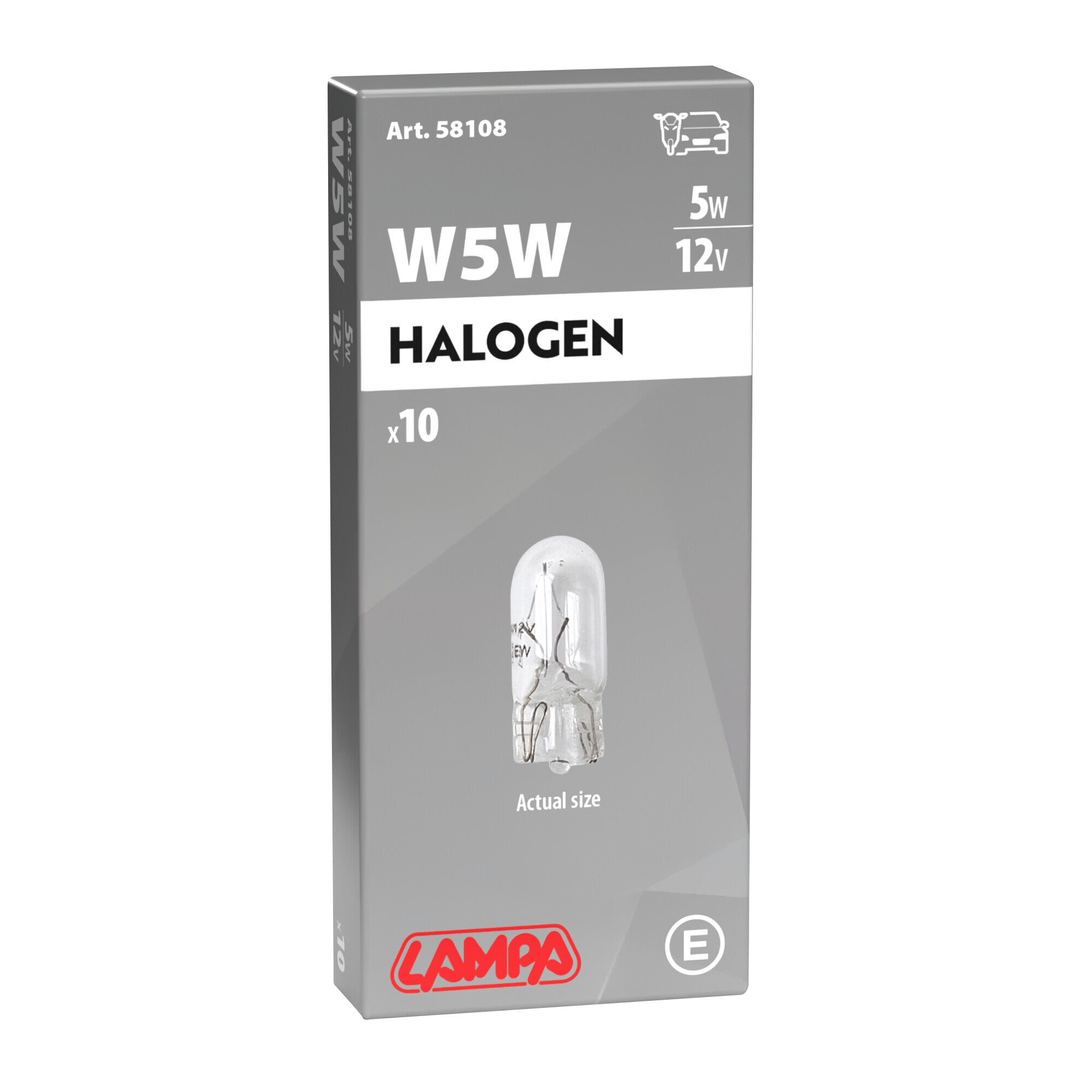 12V Lampada con zoccolo vetro - W5W - 5W - W2,1x9,5d - 10 pz - Scatola