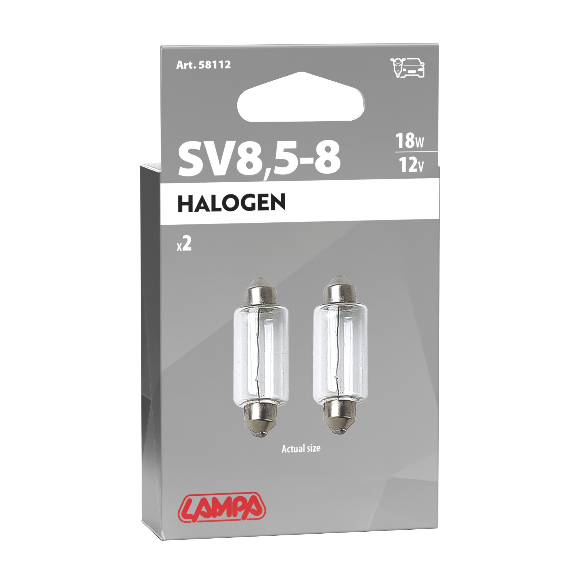 12V Lampada siluro - 15x41 mm - 18W - SV8,5-8 - 2 pz - Scatola