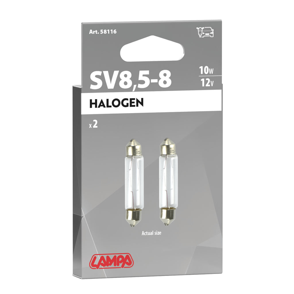 12V Lampada siluro - 11x44 mm - 10W - SV8,5-8 - 2 pz - Scatola