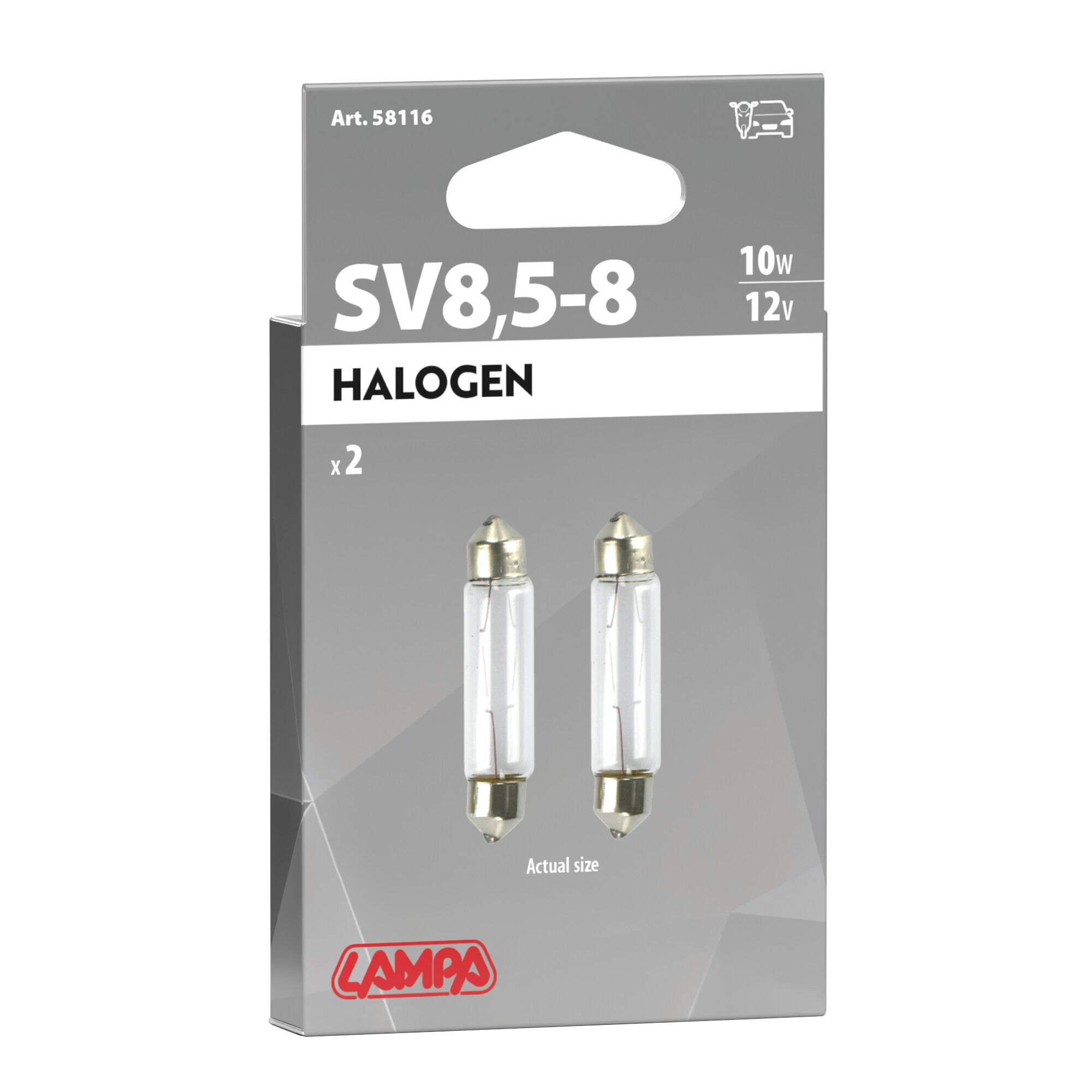 12V Lampada siluro - 11x44 mm - 10W - SV8,5-8 - 2 pz - Scatola