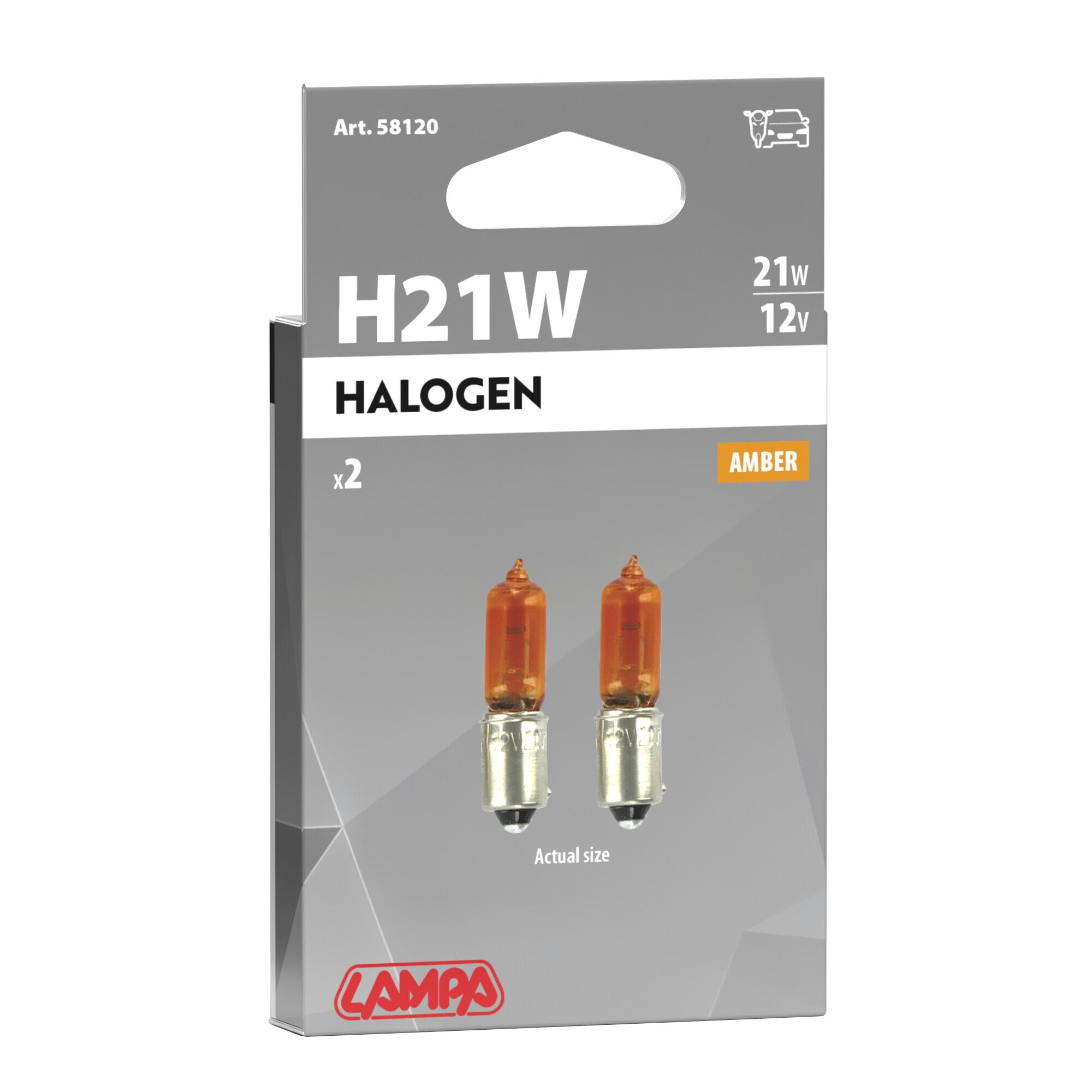 12V Lampada alogena micro - HY21W - 21W - BAY9s - 2 pz - Scatola - Arancio