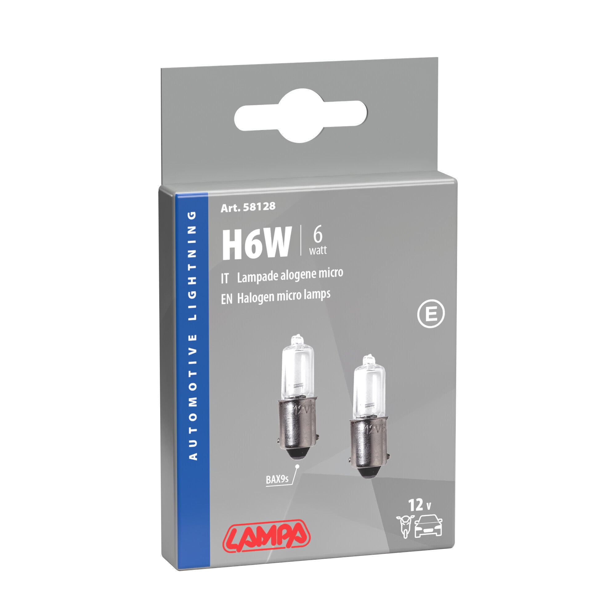 12V Lampada alogena micro - H6W - 6W - BAX9s - 2 pz - Scatola