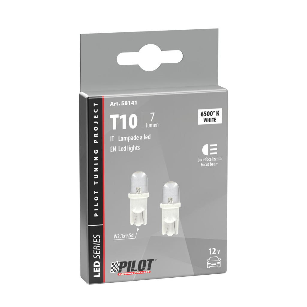 12V Colour-Led, lampada 1 Led - (T10) - W2,1x9,5d - 2 pz - Scatola - Bianco