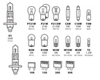 Kit lampade di ricambio 19 pz, alogena 2x H1 - 12V