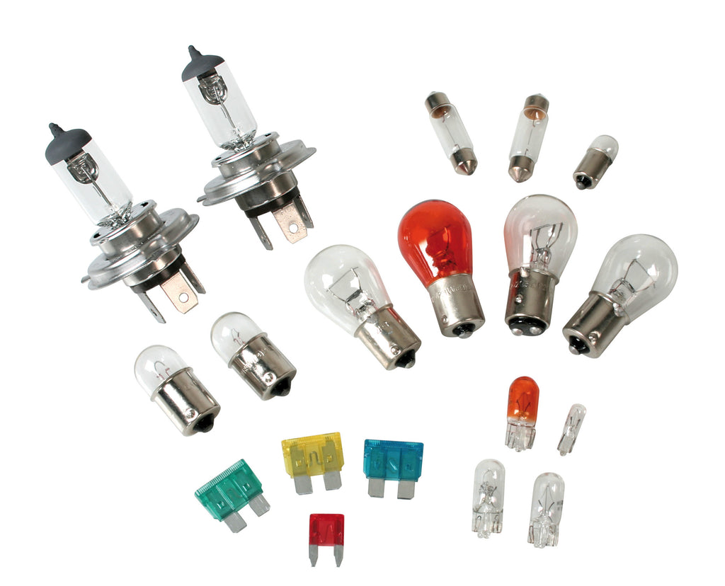 Kit lampade di ricambio 19 pz, alogena 2x H4 - 12V
