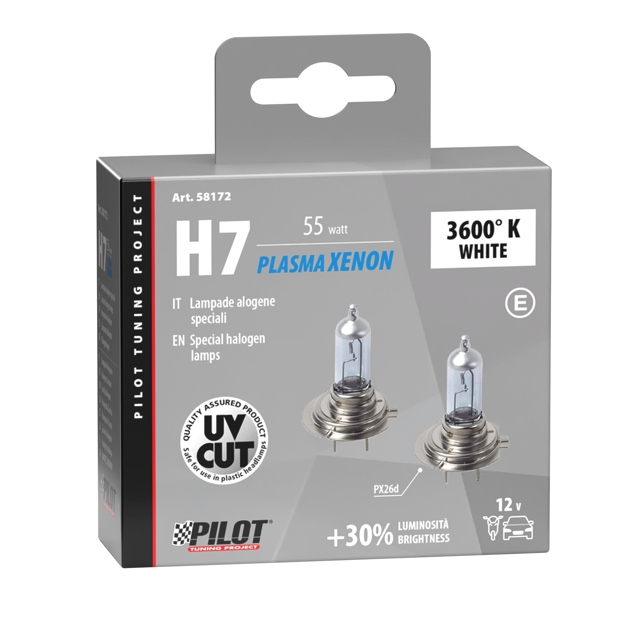 12V Lampada alogena Xenon - H7 - 55W - PX26d - 2 pz - Scatola