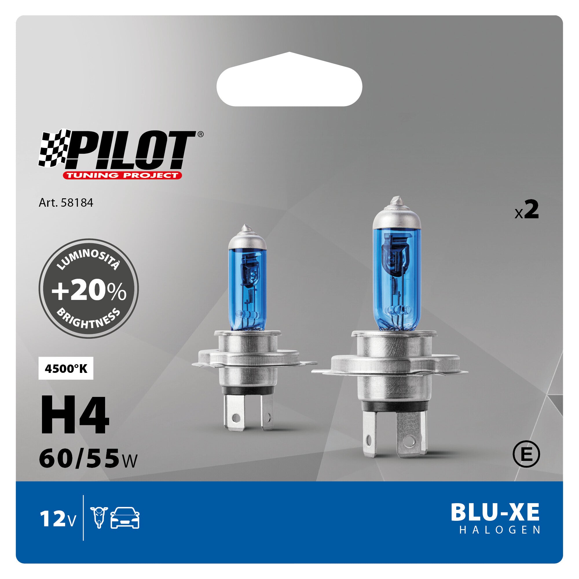 12V Lampada alogena Blu-Xe - H4 - 60/55W - P43t - 2 pz - Scatola