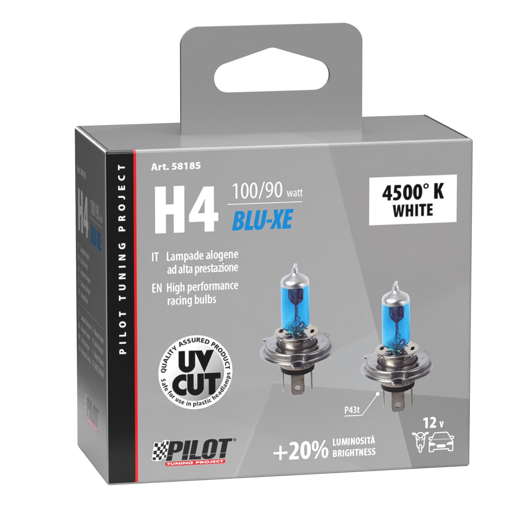 12V Lampada alogena Blu-Xe - H4 - 100/90W - P43t - 2 pz - Scatola