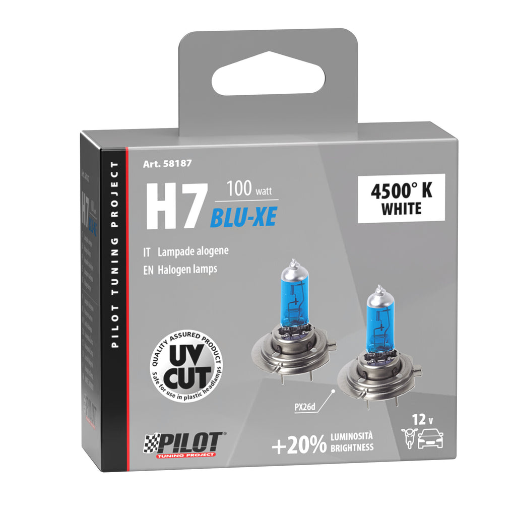 12V Lampada alogena Blu-Xe - H7 - 100W - PX26d - 2 pz - Scatola