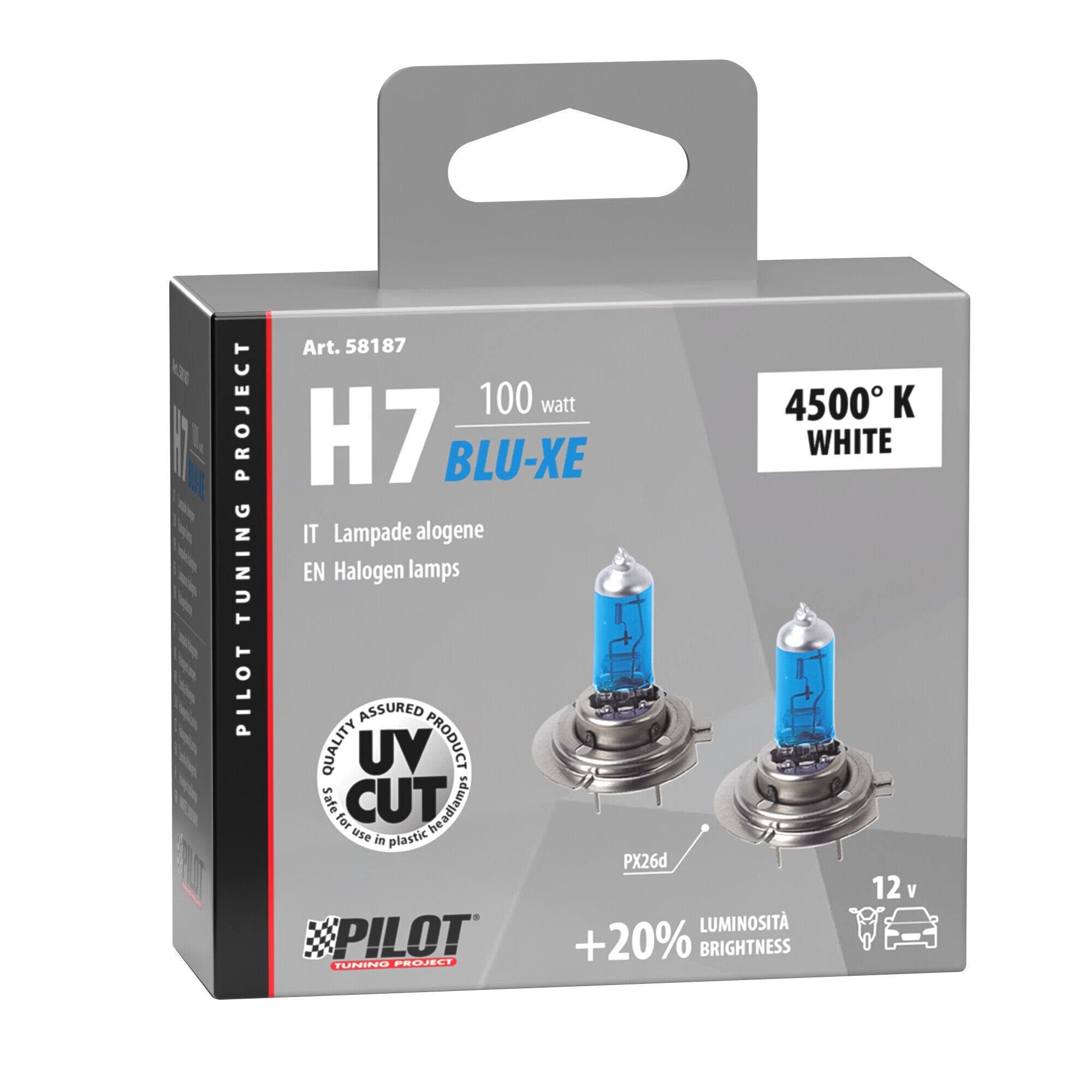 12V Lampada alogena Blu-Xe - H7 - 100W - PX26d - 2 pz - Scatola