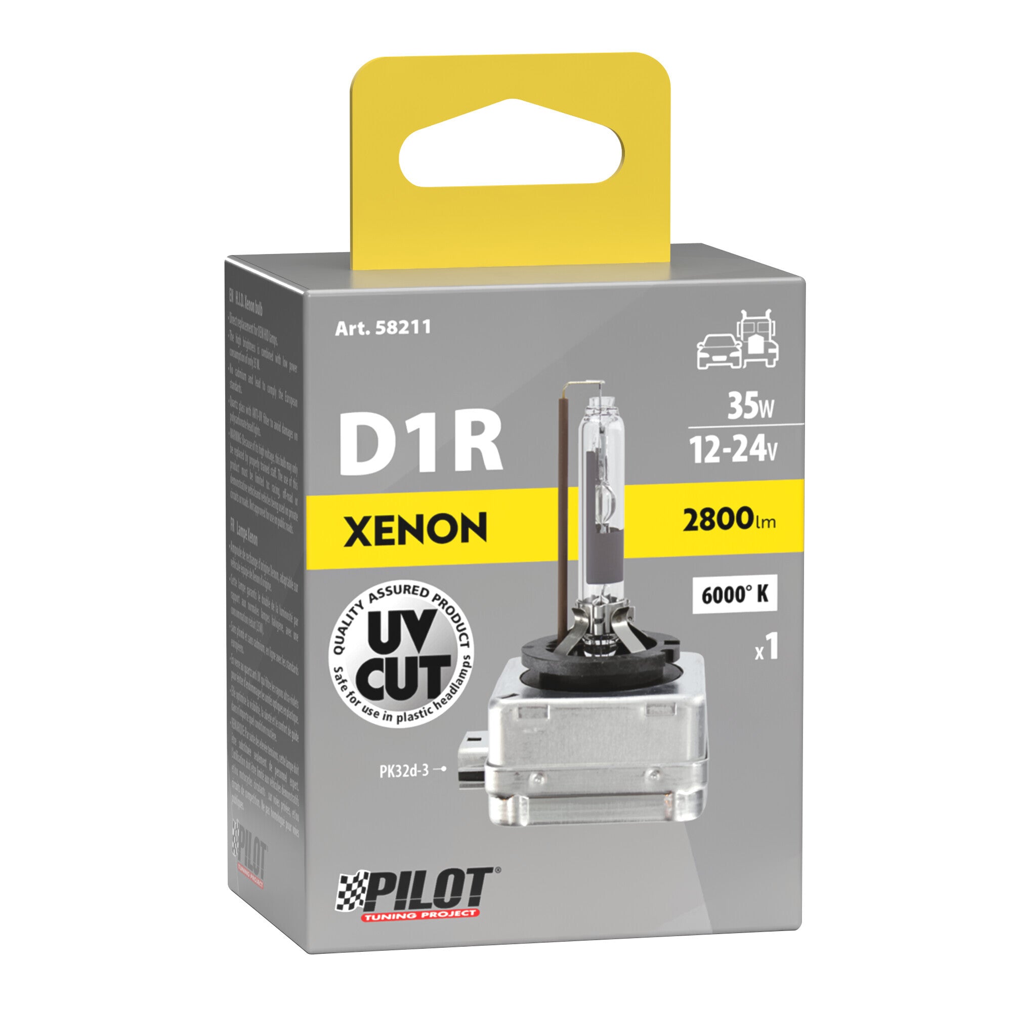Lampada HID Xenon 6.000°K - D1R - 35W - PK32d-3 - 1 pz - Scatola