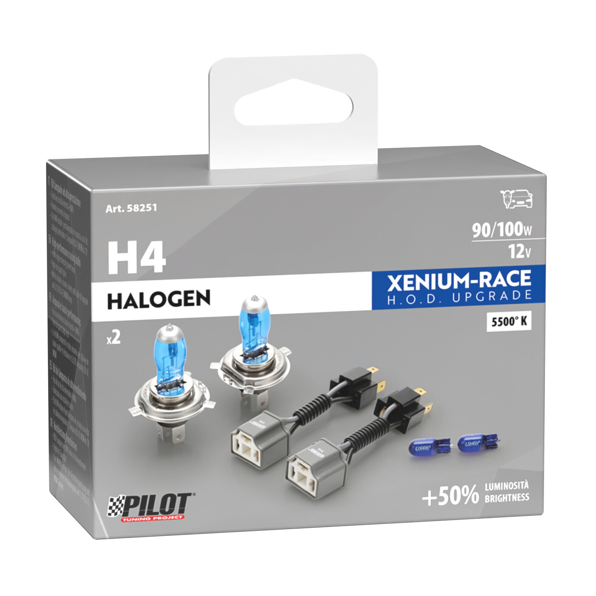 12V Xenium Race Bonus-Pack - (H4) - 90/100W - P43t - 2 pz - Scatola
